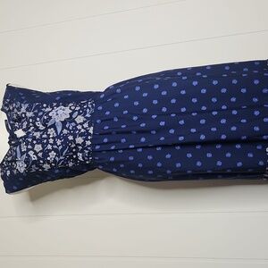 Plus Size Blue Floral Flowy Tiered Smocked Cottagecore Fairycore Maxi Dress